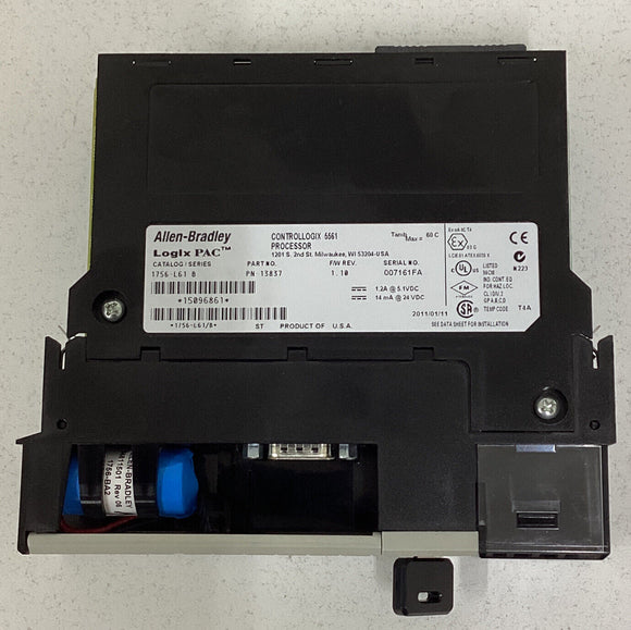 Allen Bradley 1756-L61 Ser. B ControlLogix 551 Processor 13837 F/W 1.10