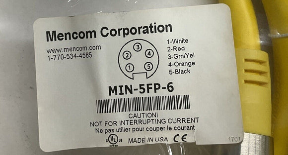 Mencom MIN-5FP-6 7/8" Mini, Female, 5-Pole 6-Feet Cable
