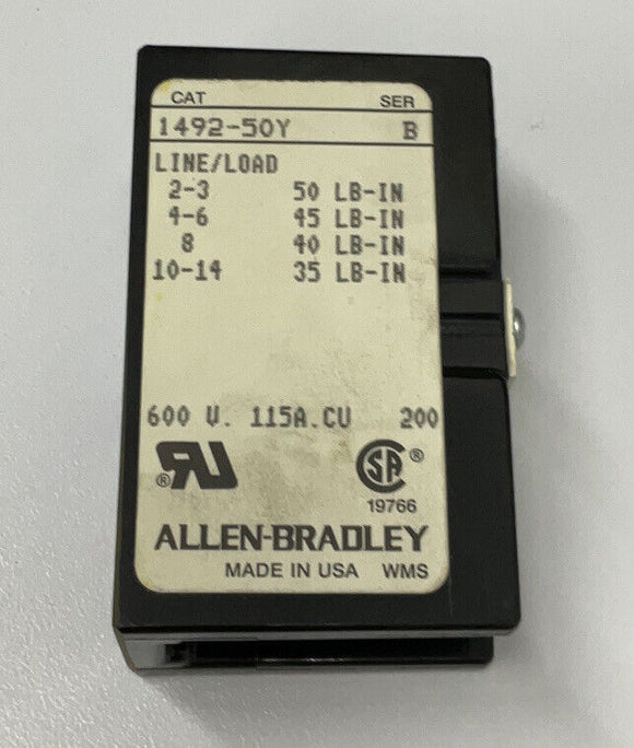 Allen Bradley 1492-50Y 1-Pole Power Terminal Block 600V