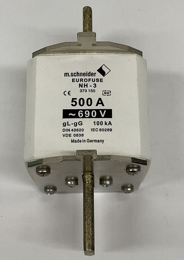 M.Schneider 373-150 Eurofuse NH-3 gL-gG Fuse 500 Amp 690 VAC 373150 - 0