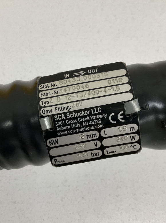 SCA Schucker 80433.000315 Heated Hose 230V 240W 1.5 Meters