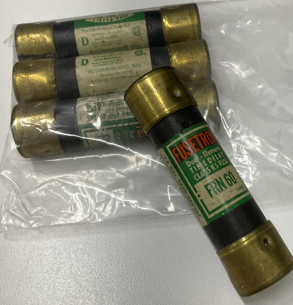 Bussmann Fusetron FRN-60 Lot of (4) Fuses