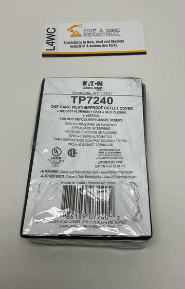 Eaton Crouse-Hinds TP7240 One Gang Weatherproof Outlet Cover