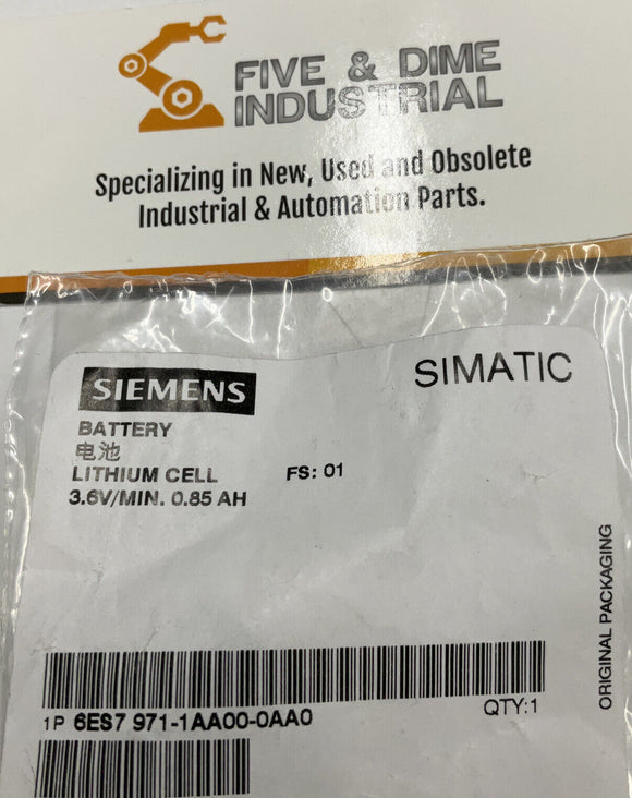 Siemens 6ES7 971-1AA00-0AAD Simatic Lithium Battery 3.6 V