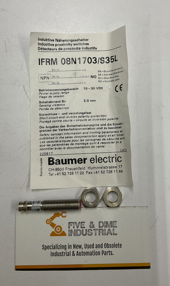Baumer Electric IFRM-08N1703 / S35L Inductive Proximity Switch Sensor