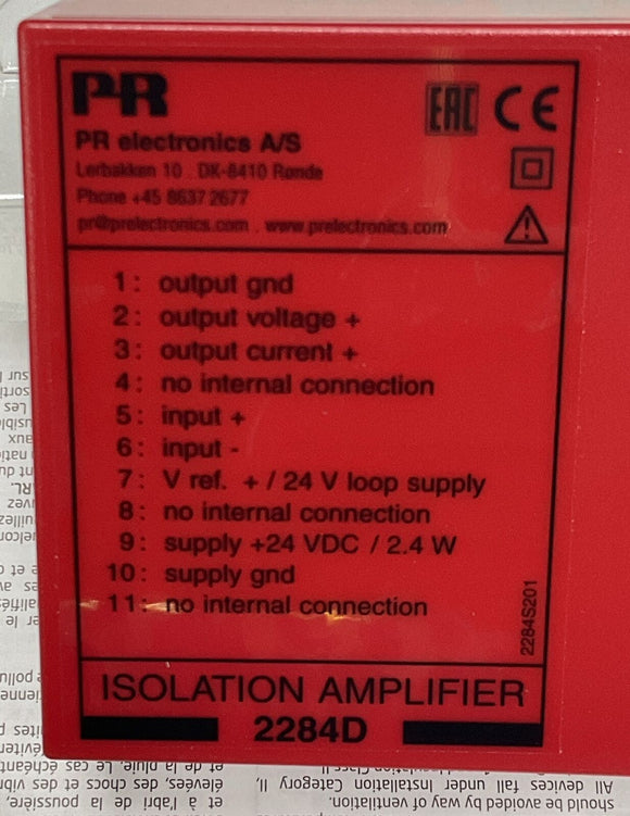PR Electronics 2284E2D1 Isolation Amplifier 2284