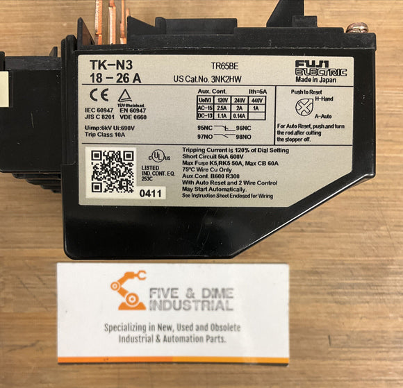 Fuji Electric TK-N3 Thermal Overload Relay 18-26A