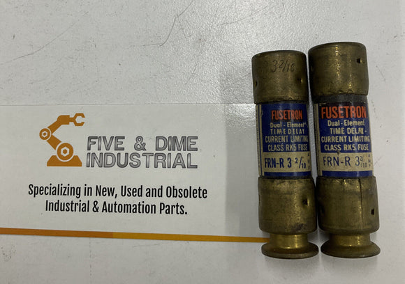 Bussmann Fusetron FRN-R-3-2/10 Fuses 3 2/10A 250V Lot of 2