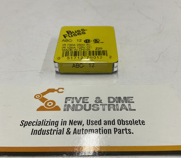 Bussmann ABC-12 Buss 12-Amp Fuses 125VDC, 250VAC. 5-Pack - 0