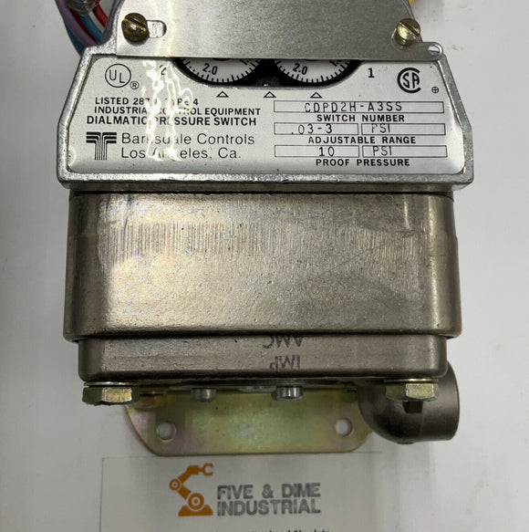Barksdale Controls CDPD2H-A3SS Pressure Switch 10 Psi 287J Type 4