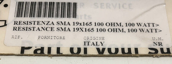 Fabio Perini  50110140  100Ohm,  100 Watt Wirewound Resistor 19x165mm