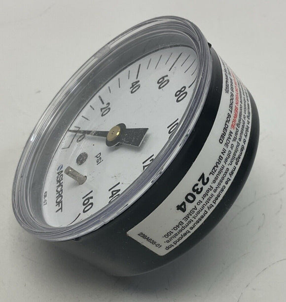 Ashcroft 25W1005-H-02B 2-1/2'' Steel Gauge 160 PSI, Brass Socket, 1/4'' NPT
