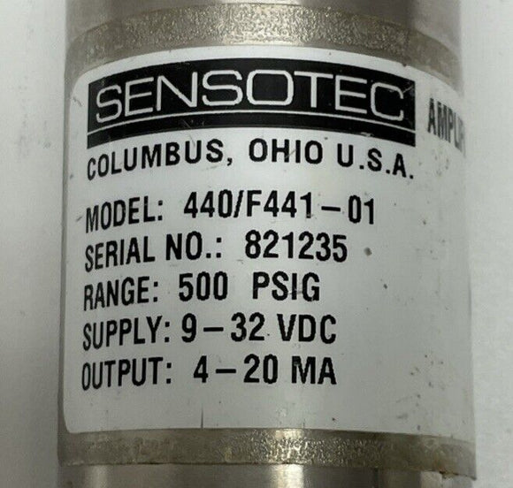 Honeywell Sensotec 440/F441-01 Pressure Transducer 500PSIG 9-32 VDC