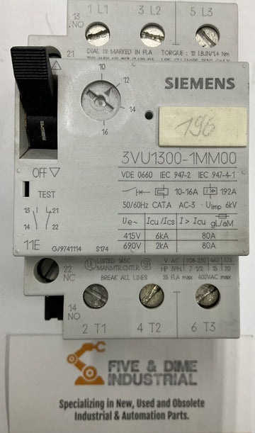 Siemens 3VU1300-1MM00 Circuit Breaker 10-16A - 0