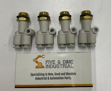 SMC KQZW04-V02 Lot of 4 One Touch Fitting Splitter 4mm 5/32"