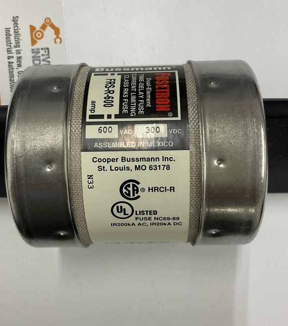 Bussmann FRS-R-600 Fusetron Time Delay Fuse 600A, 600 VAC, 300 VDC