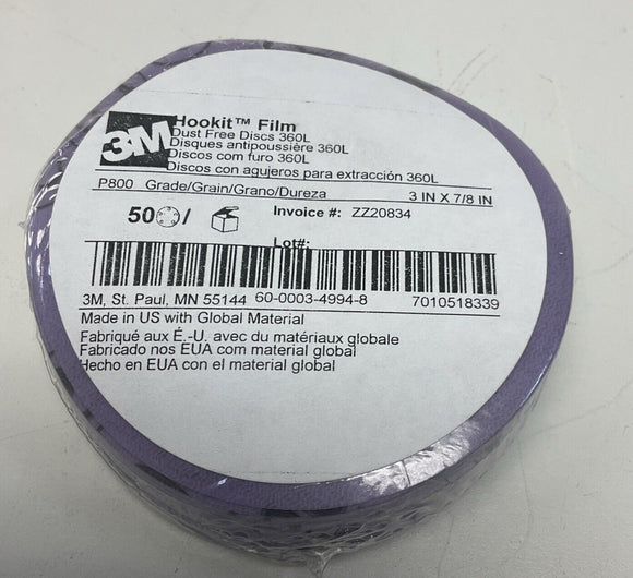 3M 360L Hookit Sanding Disc P800 3 X 7/8. Package of 50