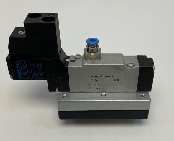 Festo MEH-3/2-1/8-P-B 2-way Pneumatic Solenoid Valve 173126 24VDC