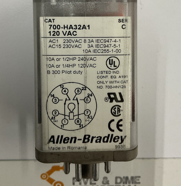 Allen Bradley 700-HA32A1 Control Relay. 120VAC Coil, Ser. C 10A 230 VAC