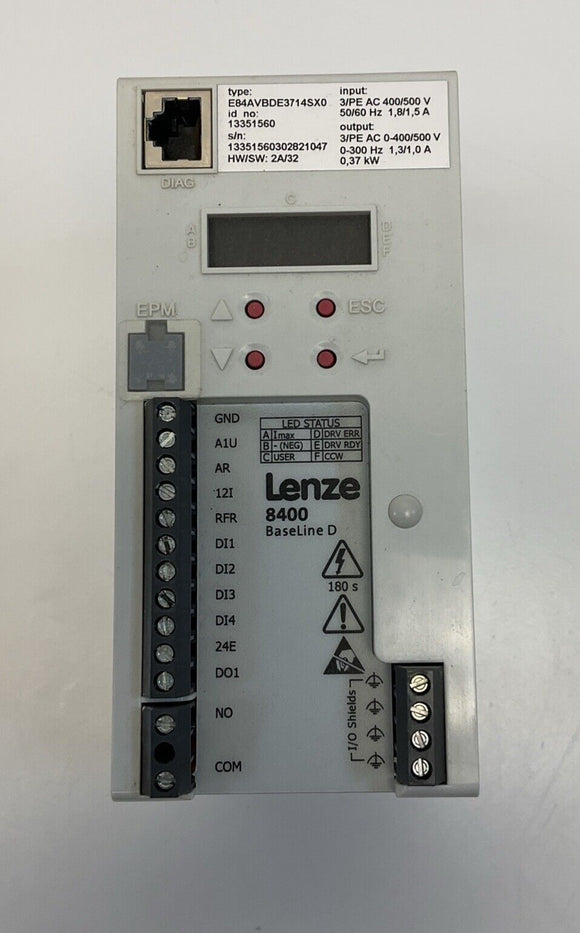 Lenze E84ABDE3714SX0 / 13351560 8400 BaseLine D Inverter Drive