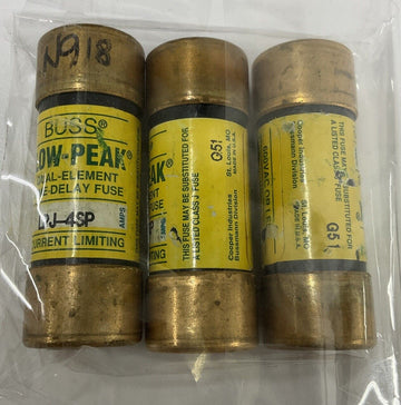 Bussmann Buss LPJ-4SP Dual Element 4-Amp Fuses. Lot of 3 - 0