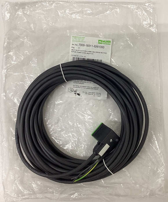 Murr 7000-18311-62610000 3-Wire Single End MSUD Valve Plug Cable 10M