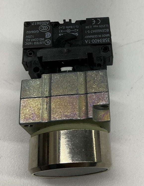 Siemens 3SB3605-0AA61 White Illuminated Pushbutton