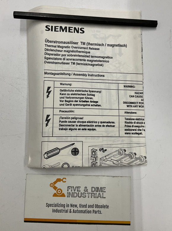 Siemens 3VL9431-7EJ45 Over Current Release VL400 4-Pole