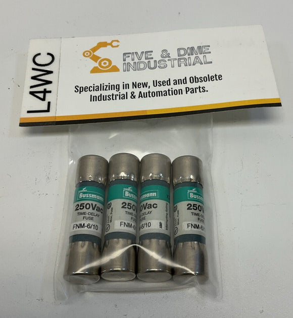 Bussmann FNM-6/10 Time Delay 6/10 Amp 250VAC Lot of 4