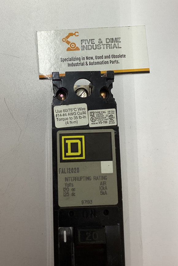Square D FAL12020 Circuit Breaker 20-Amp 1-Pole 120-Volt