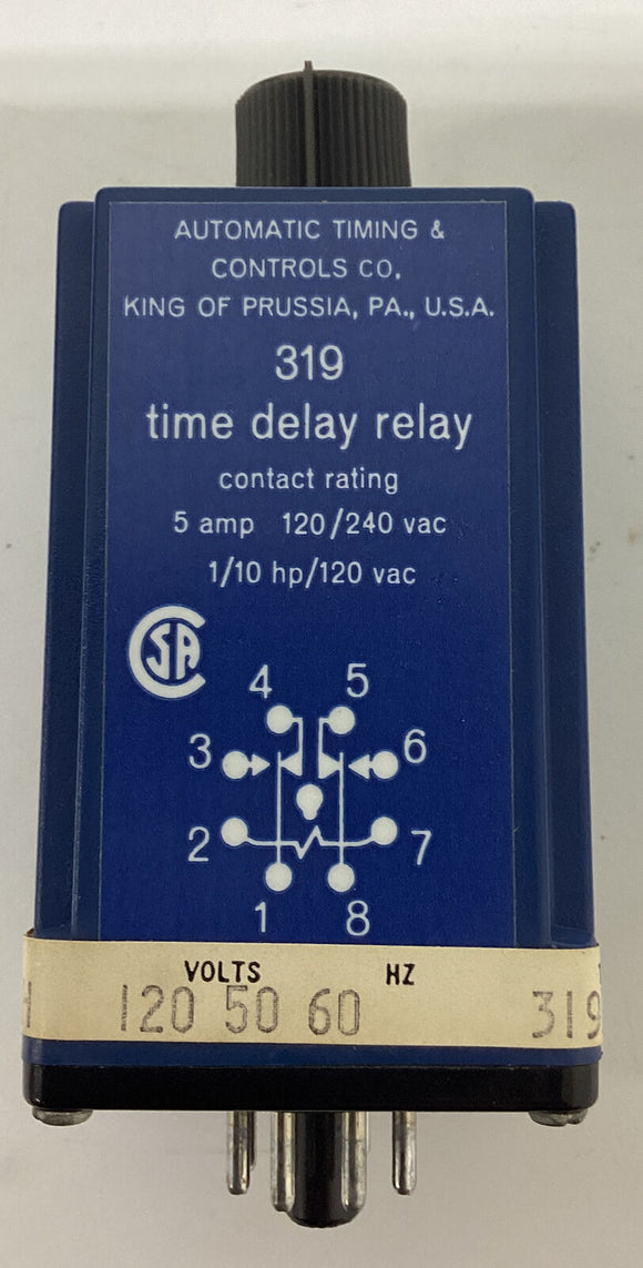 ATC 319-B012Q1C Time Delay Relay 120VAC  0-300 seconds