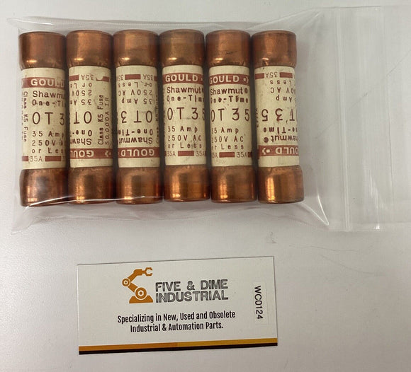Mersen Gould 0T35 Class K5 One-Time Fuse 35A, 250V Pkg of (6)