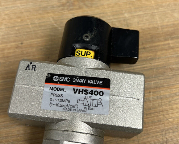 SMC VHS400 3-Way Valve 3/8 NPT 145 Psi Max