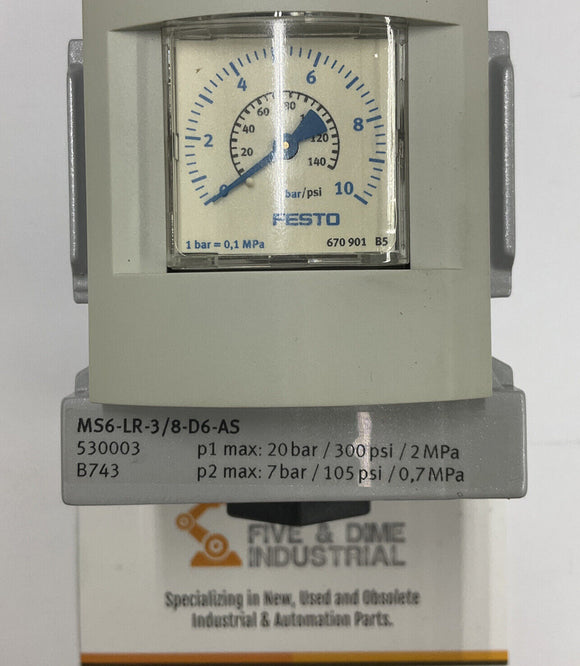Festo MS6-LR-3/8-D6-AS Pressure Regulator 3/8 NPT