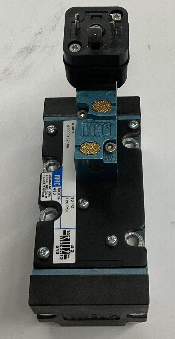 Mac Valves 00000137106 24VDC Solenoid Valve Modif 483 30-120 PSI