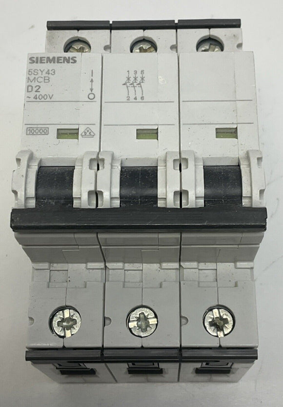 Siemens 5SY4302-8 Circuit Breaker MCB 3-Pole, 2-Amp, 480VAC