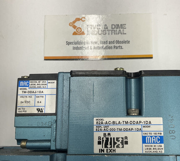 Mac Valves 82A-AC-BLA-TM-DDAP-1DA Solenoid Valve w/ TM-DDAJ-1DA Coil