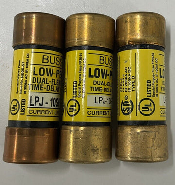 Bussmann LPJ-10SP Fuses 10A Low-Peak 600V. Lot of 3 - 0