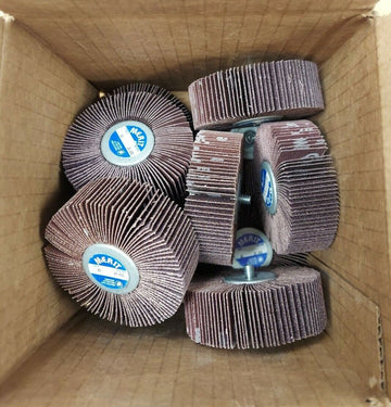Merit Mini Flap Wheels 3" X 1" w/ 1/4" 20 Thread 80 Grit Box of (10)