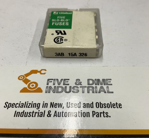 Littelfuse Box of (5) 3AB-15A 510-B10-326 Ceramic Fuses