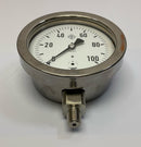 McDaniel Controls  A100 4'' (4.4 overall)  316SS  100  Psi Gauge  1/4 Male Nnp-4