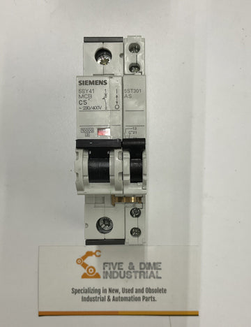 Siemens 5SY4211-7 Circuit Breaker MCB-C5 5 Amp  w/ 5ST3010 Auxiliary Switch