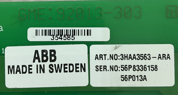 ABB GME System 3HAA3563-ARA Backplane Control Board - 0