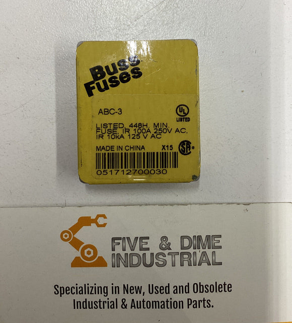 Bussmann ABC-3 Buss 5 Pack  3-Amp Fast Acting Ceramic Tube Fuses 250V