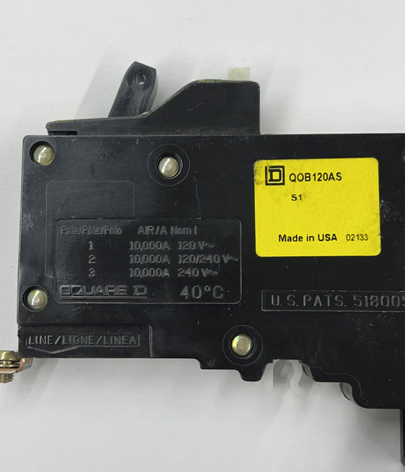 Square D QOB120AS Powerlink AS Circuit Breaker 120 VAC 20-Amp Single Pole