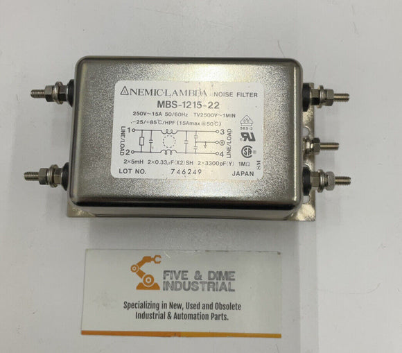 Nemic Lambda MBS-1215-22 Noise Filter 250 Vac 15A