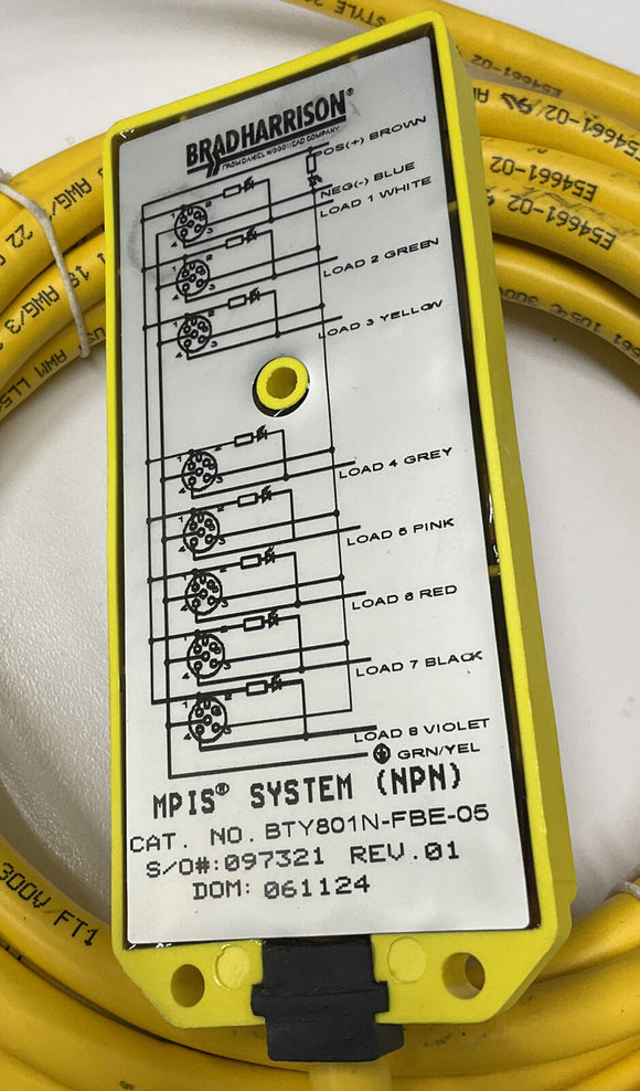 Brad Harrison BTY801N-FBE-05  8-Port Interconnected Cable. NPN MPIS