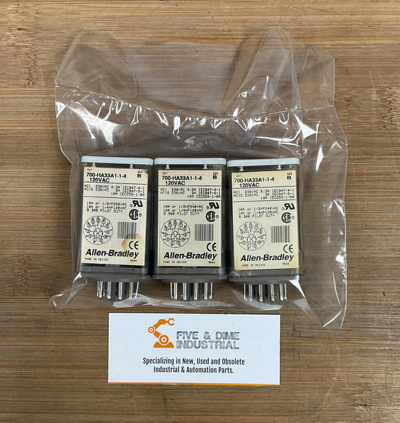 Allen Bradley 700-HA33A1 1-1-4 Relays 120 VAC. Lot of 3