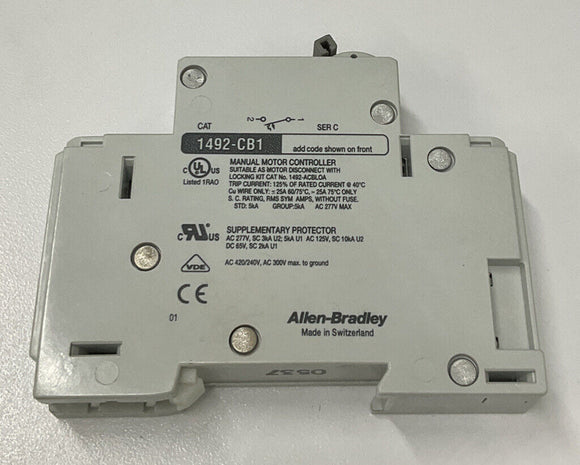 Allen Bradley 1492-CB1G005 Ser.C 0.5A Circuit Breaker