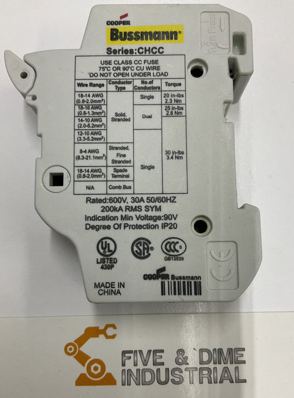 Bussmann CHCC Fuse Holder 30 Amp 600V